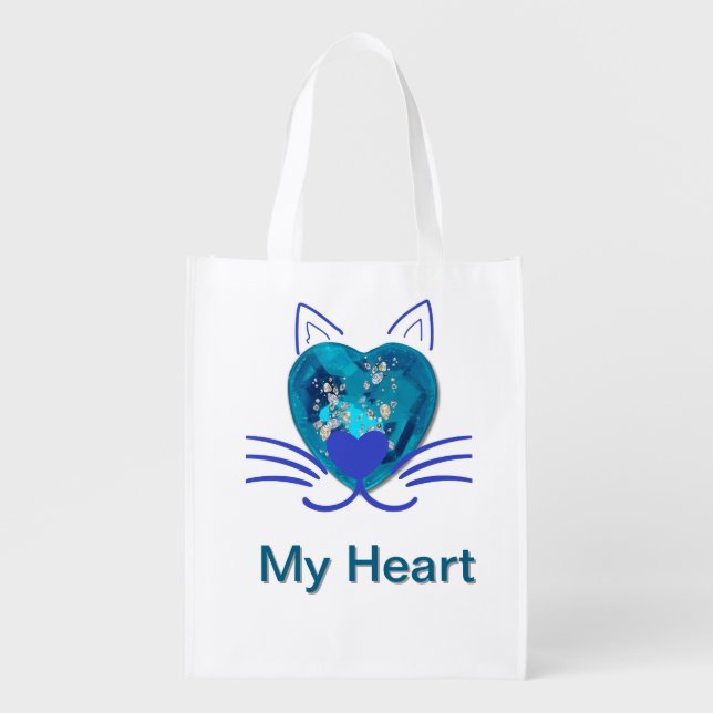Cat eyes Reusable Grocery Bag (Front)