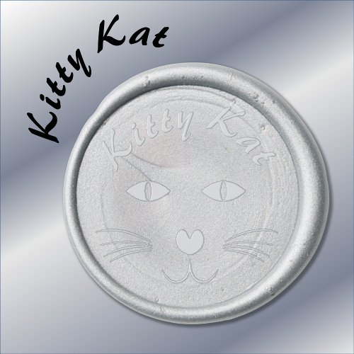 Cat Face and Text Wax Seal Sticker