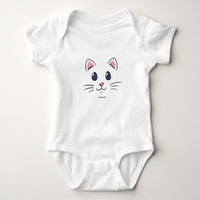 Cat Face Baby Bodysuit (Front)
