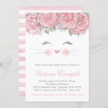 Cat Face Baby Shower Invitation by The_Baby_Boutique at Zazzle