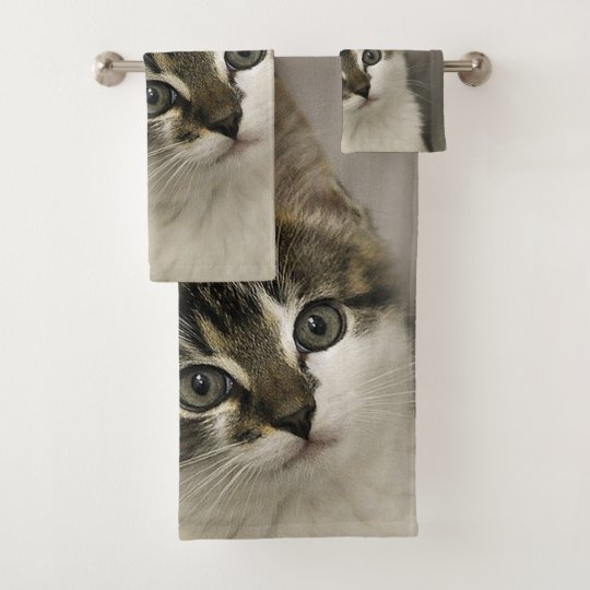 Cat Face Bathroom Towel Set