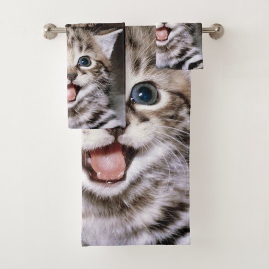 Cat Face Bathroom Towel Set