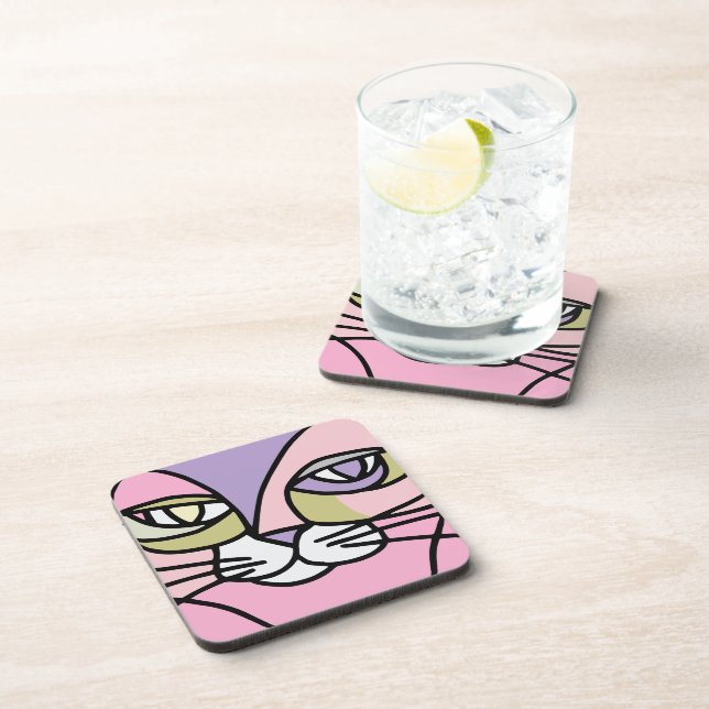 Cat face beverage coaster (Right Side)