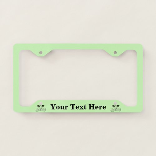 Cat Face Black Drawing Intense Eyes Light Green License Plate Frame