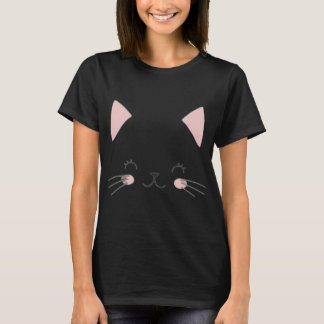 Cat Face Black T-Shirt - Purrfect Casual Wear for