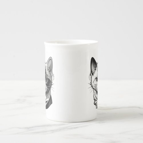 Cat face  bone china mug