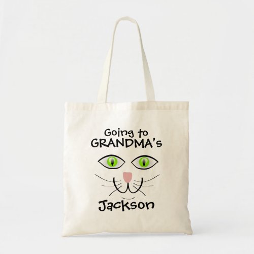Cat Face Boys Going to Grandma Overnight Tote Bag