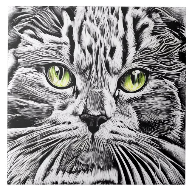 Cat face ceramic tile (Front)