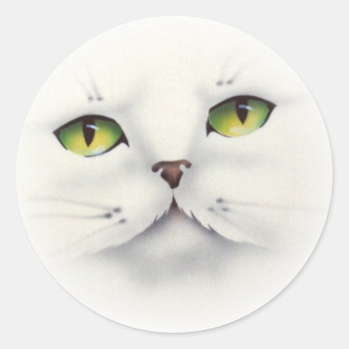 cat face classic round sticker
