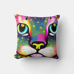 Cat Face Close Up Pop Art Throw Pillow