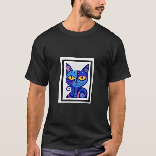 Cat Face Colorful Artsy Fun Whimsical  Tshirt