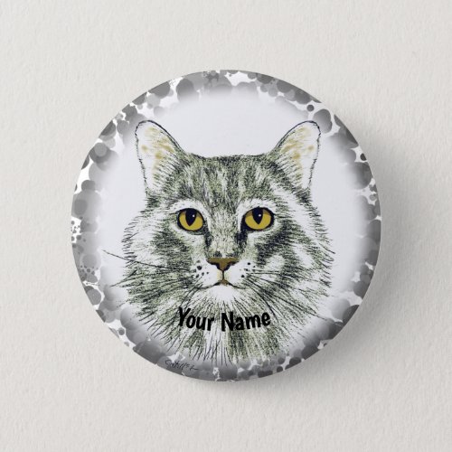 cat  face custom name pin