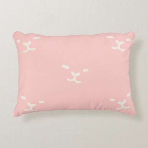 Cat face cute pink minimal cat nuzzle accent pillow