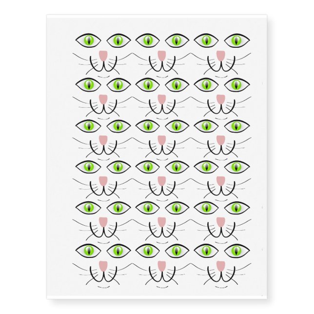 Cat Face Design Temporary Tattoos (Front)