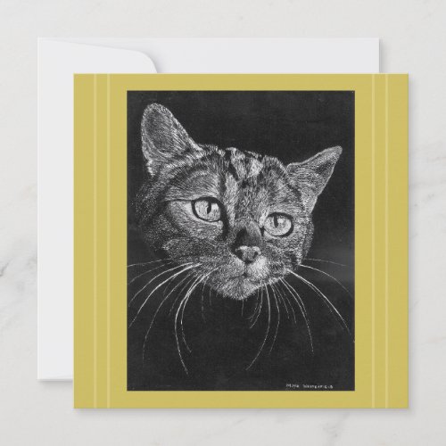 Cat Face Drawing By Mark Edward Westerfield Card 