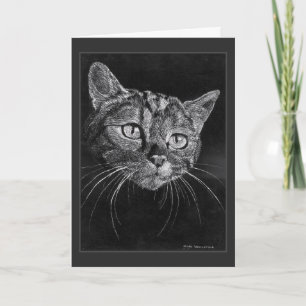 Cat Face Drawing By Mark Edward Westerfield Thank You Card