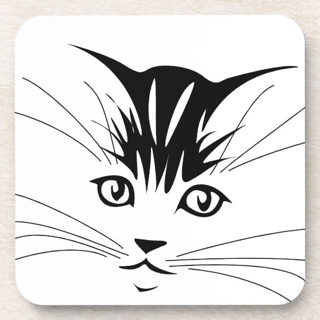 Cat Face Drawing Coaster (Front)