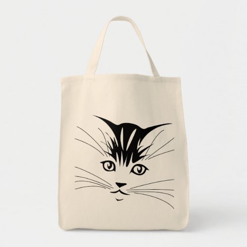 Cat Face Drawing Tote Bag