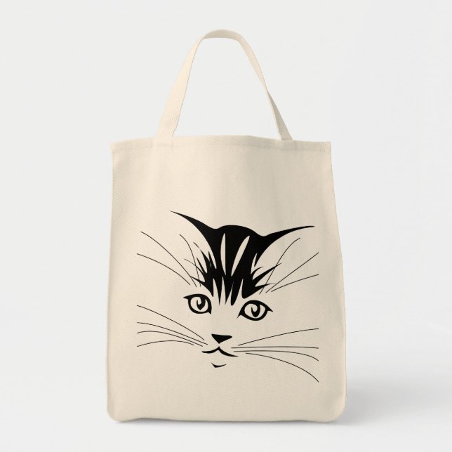 Cat Face Drawing Tote Bag (Front)
