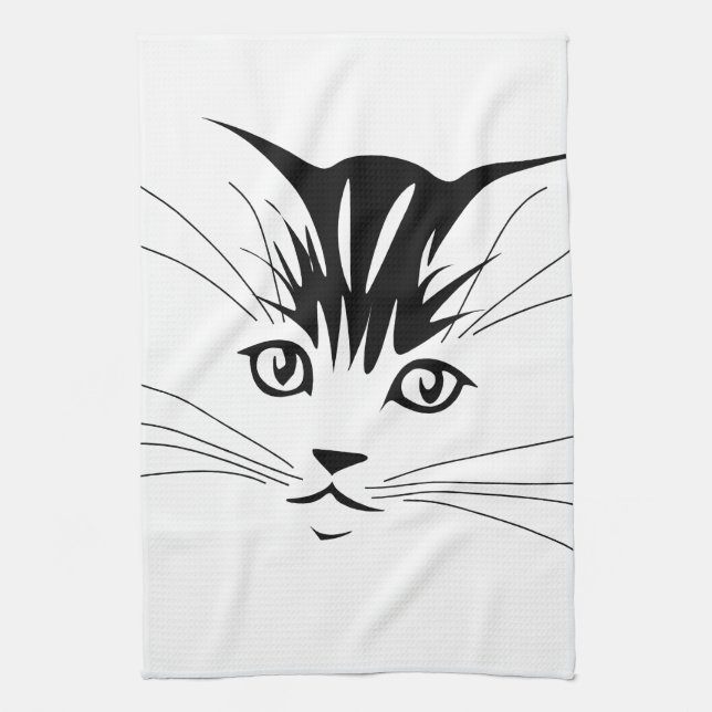 Cat Face Drawing Towel (Vertical)