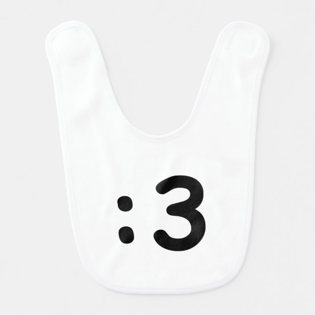 Cat Face Emoticon :3 Baby Bib (Front)