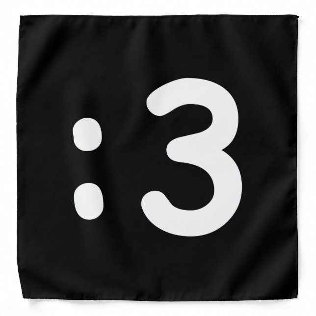 Cat Face Emoticon :3 Bandana (Front)