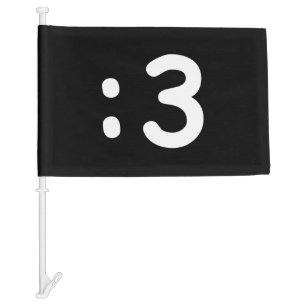 Cat Face Emoticon :3 Car Flag