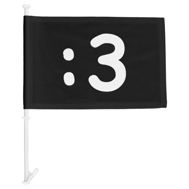 Cat Face Emoticon :3 Car Flag (Front)