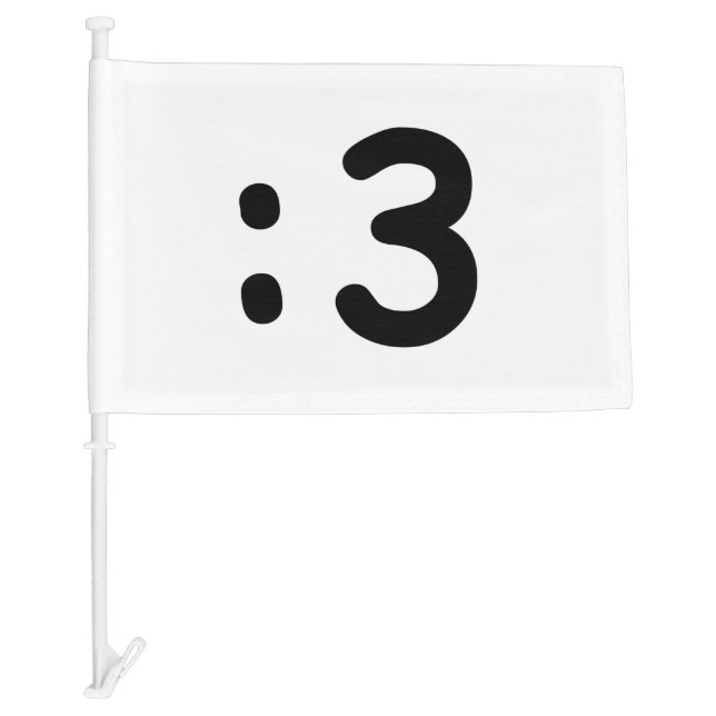 Cat Face Emoticon :3 Car Flag (Front)