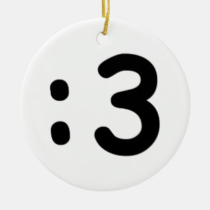 Cat Face Emoticon :3 Ceramic Ornament