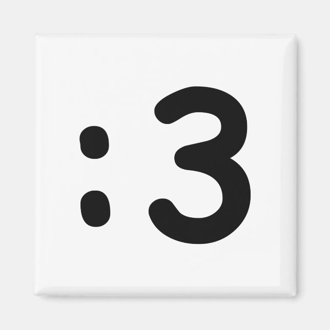 Cat Face Emoticon :3 Magnet (Front)