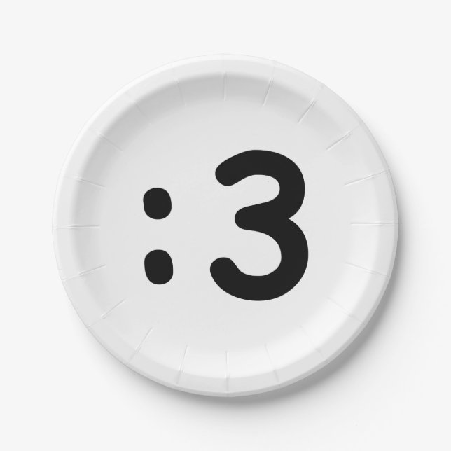 Cat Face Emoticon :3 Paper Plates (Front)