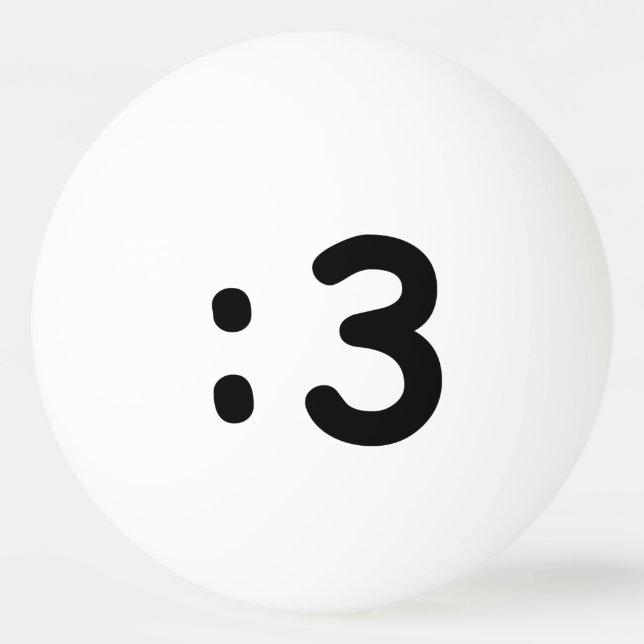 Cat Face Emoticon :3 Ping Pong Ball (Back)