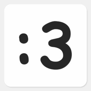 Cat Face Emoticon :3 Square Sticker