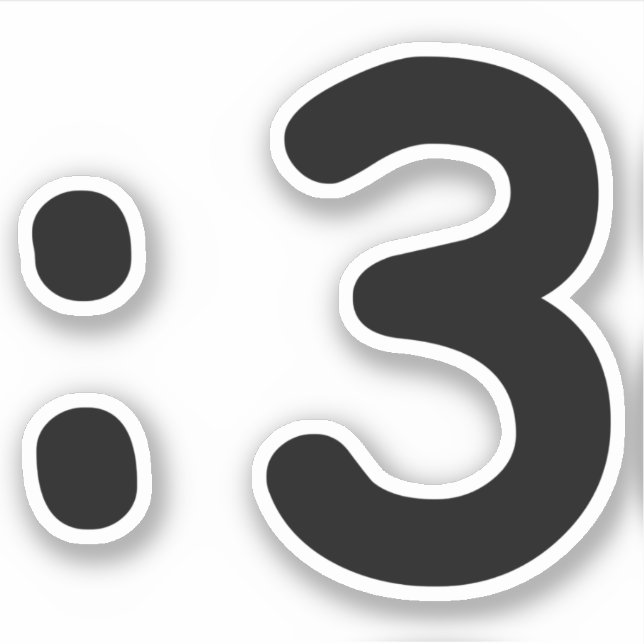 Cat Face Emoticon :3 Sticker (Front)