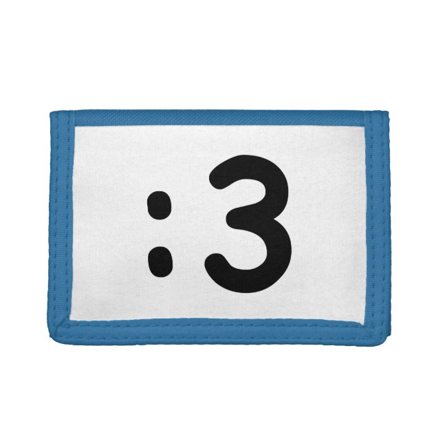 Cat Face Emoticon :3 Trifold Wallet (Front)