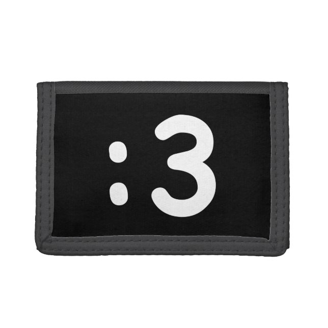 Cat Face Emoticon :3 Trifold Wallet (Front)