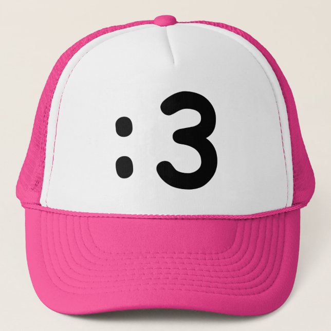 Cat Face Emoticon :3 Trucker Hat (Front)