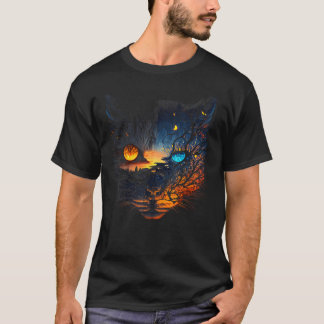 Cat Face Forest Graphic Tees for Men Women Boys Gi