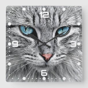 Cat Face Fractal Design-10682 Square Wall Clock