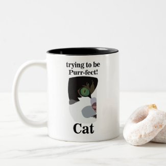 Cat Face Funny Two-Tone Coffee Mug