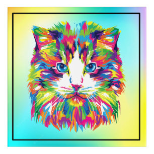 Cat Face Geometric Prismatic Design-32453 Acrylic Print