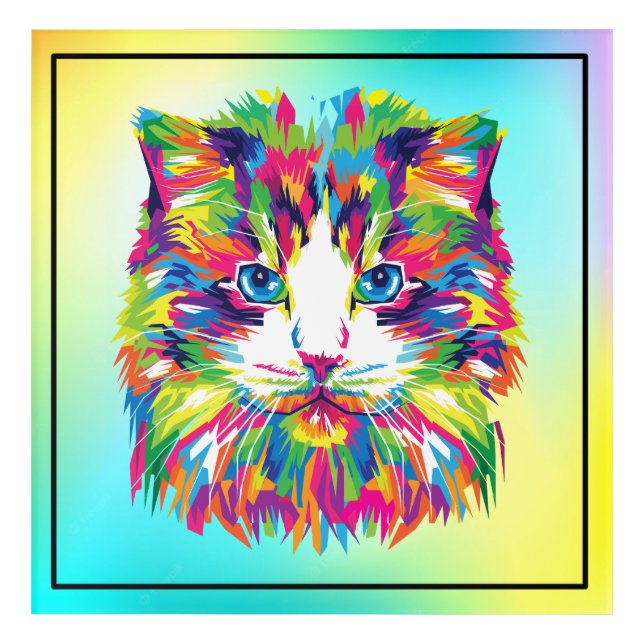 Cat Face Geometric Prismatic Design-32453 Acrylic Print (Front)