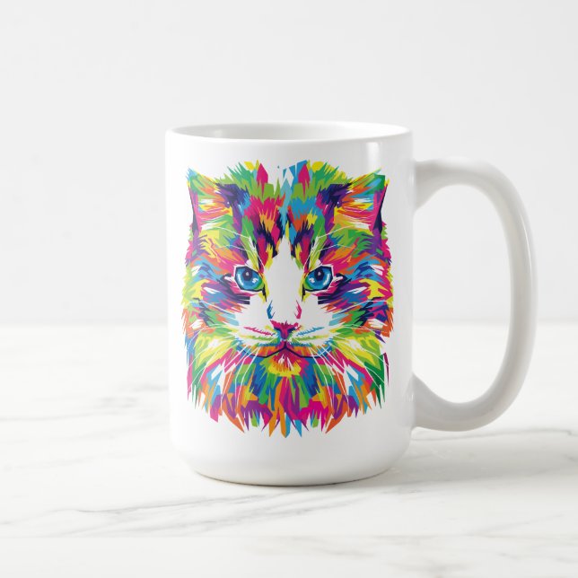 Cat Face Geometric Prismatic Design-32453 Coffee Mug (Right)