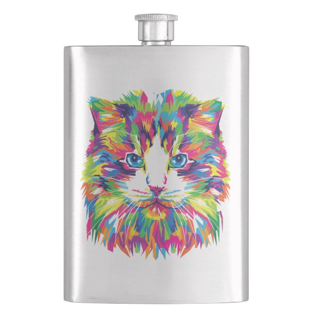 Cat Face Geometric Prismatic Design-32453 Flask (Front)