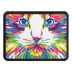 Cat Face Geometric Prismatic Design-32453 Hitch Cover