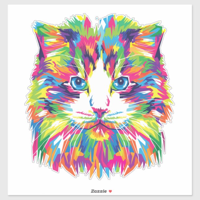 Cat Face Geometric Prismatic Design-32453 Sticker (Sheet)
