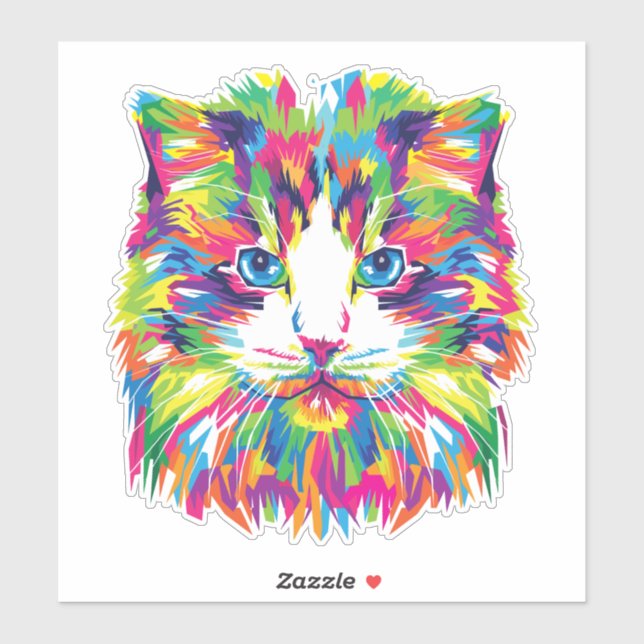 Cat Face Geometric Prismatic Design-32453 Sticker (Sheet)