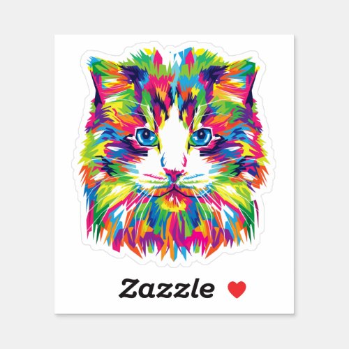 Cat Face Geometric Prismatic Design  Sticker