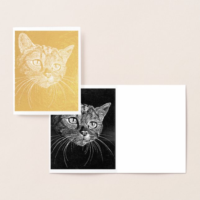 Cat Face Gold Foil Note Card (Display)